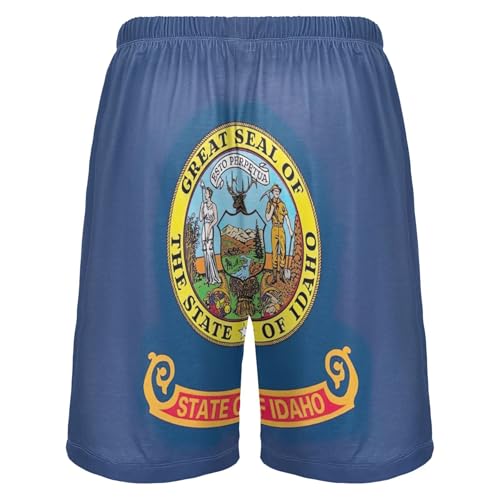 Cute Pajama Shorts for Men Casual Cool Athletic Idaho State Flag Lounge Shorts Pj Sleepwear S2