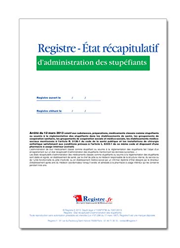 Registre État Récapitulatif d'Administration des Stupéfiants - M042