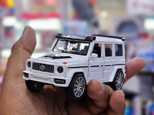 Image of SHAKTISM Die-Cast Metal Car Toy -1:36 Scale, Opening Doors, Pull Back Function, Collectible Toy, Racing Car for Kids Birthday Gift for Boys Girls (White G-Wagon Diecast)