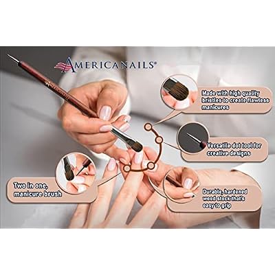 Americanails French Manicure Brush - Nail Clean Up Brush - Two Way Sable Nail Art Brush with Dotting Tool - Hardwood Handle - Professional Nail Salon Quality Brush - Creates Flawless French Manicures