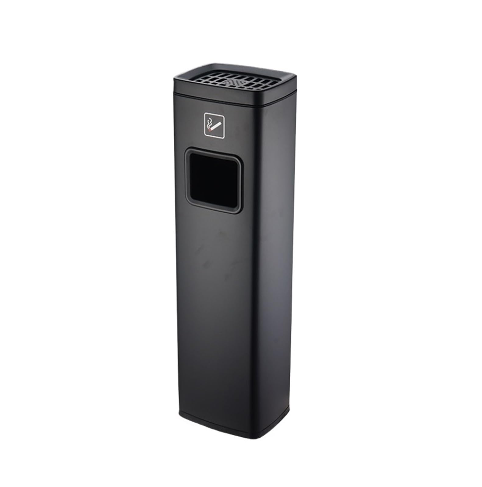 Outdoor Outside Patio Cigarettes Dustbins Ashtrays Floor Standing Ash Tray Square Vertical Trash Can(Black)