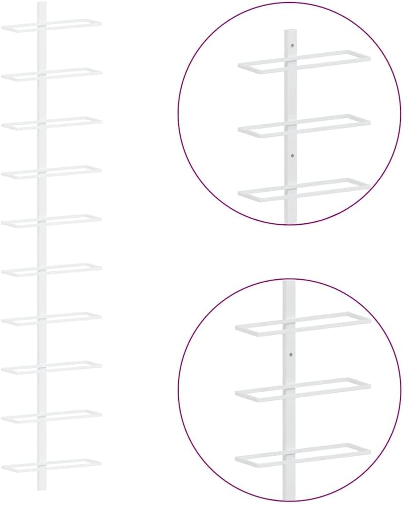 vidaXL 2x Wall-mounted Wine Rack for 10 Bottles Kitchen Bottle Holder Whisky Rack Home Indoor Dining Room Wine Storage Shelf White Metal