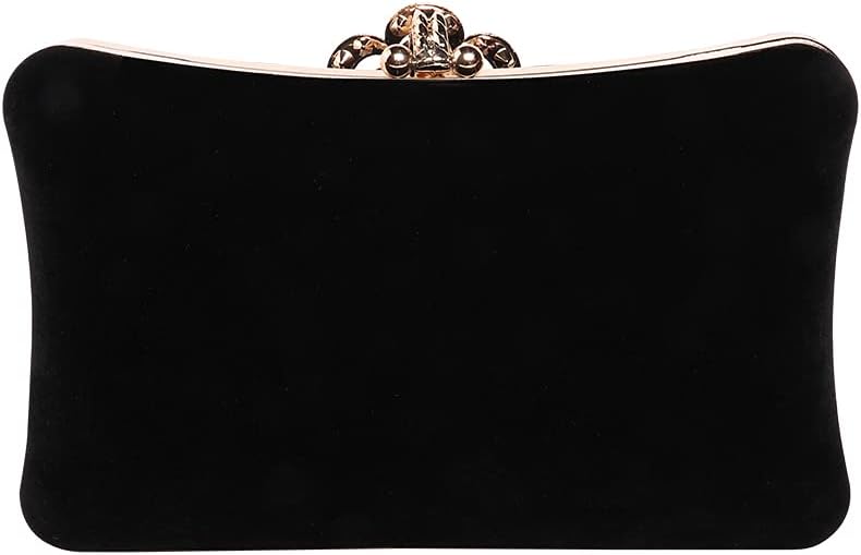 Velvet Evening Bags For Women With Flower Closure Rhinestone Crystal Embellished Clutch Purse For Party Wedding - Image 4