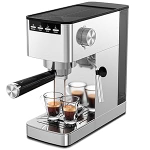 COWSAR 9 Bar Espresso Machine with Steam Frother – Compact Stainless Steel Coffee Machine for Latte and Cappuccino, Customizable Brewing Time Modes, Removable Water Tank
