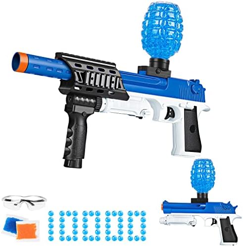 Gel Ball Blaster 2-in-1 Splatter Ball Gun with Gel Beads Goggles, Full Auto Splat Gun for Shooting Games Gel Gun for Kids Adult Age 12+ (Blue)