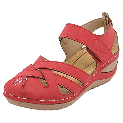 DFEK Women Sandals Lightweight Footwear Breathable Hollow Closed Toe Sandals Cover