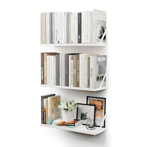 CASSA TOKO Étagères murales suspendues pour Le Mur, Lot de 3, étagère bibliothèque pour Chambre à Coucher, Salon, Bureau, Salle de Bain, Cuisine, Bois...
