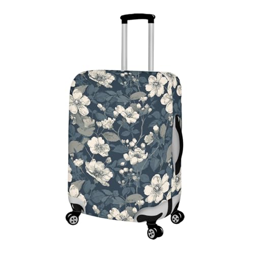 Protege valises réutilisable lavable fleur blanche élastique spandex L