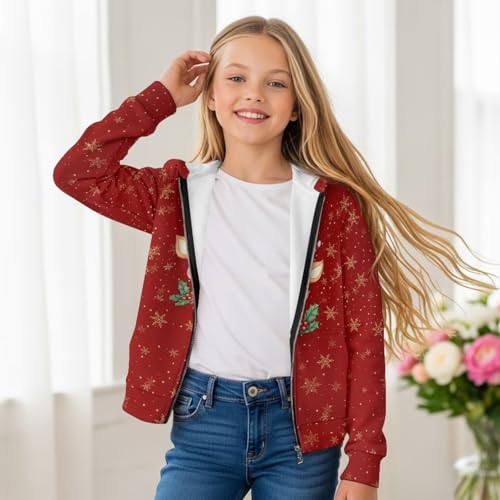 Kids Red Zip Up Hoodie Hoodies For Boys 6-16 Years Old Trendy Christmas Sweatshirt With Kangaroo Pocket4