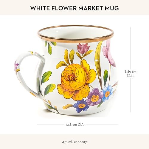 Taza esmaltada MacKenzie-Childs 16 onzas blanco miniatura 4