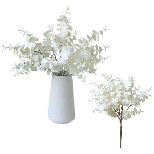 PRTECY 6 Paquetes de Tallos de Eucalipto Artificiales, Ramo de Hojas de Eucalipto Artificiales, Ramas de Plantas de Eucalipto Falsas para Ramos de Bricolaje, Arreglos Florales, (A)
