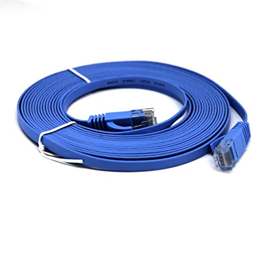 1M/2M/3M/5M/10M/15M/20M RJ45 CAT6 Ethernet Network LAN Cable Flat UTP Patch Router Interesting Lot ,Tuscom (1M, Blue)