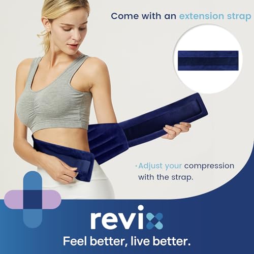 Image of REVIX Microwavable Heating Pad for Back, Extra Large Microwave Heating Wrap for Waist, Stomach, and Shoulders, Moist Heat Therapy for Stress Relief, Adjustable, for Men and Women, Navy