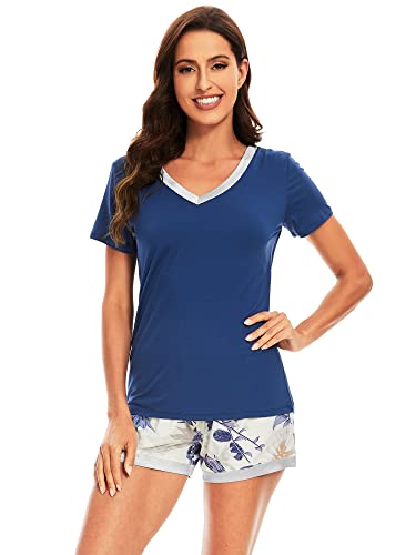 Image of WiWi Viscose from Bamboo Pajamas Set for Women Super Soft Short Sleeve Cooling Summer Plus Size Pjs Sets Sleepwear S-4X