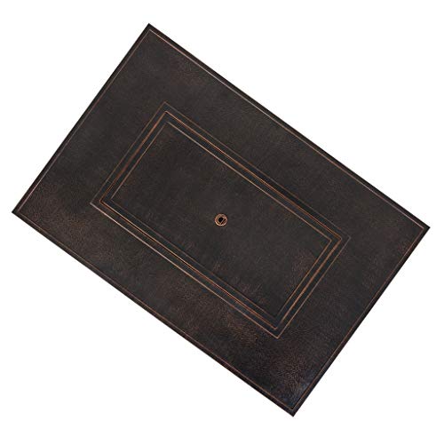 Fire Sense Finn Rectangular Aluminum Lpg Fire Pit Table | Antique Bronze Brushed Finish | 50,000 Btu Output | Uses 20 Pound Propane Tank | Fire Bowl Lid, Vinyl Weather Cover, And Clear Fire Glass #TOP3