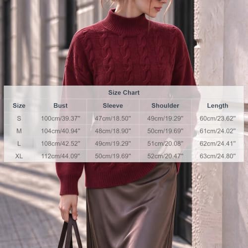 Mock Neck Sweater Women Cable Knit Warm Sweaters Business Casual Pullover - image 4