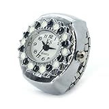 Zxarunas Orologi Anello Orologio Anello Preciso Orologi Gioielli Cristallo Orologio per Compleanno Natale San Valentino Regalo Orologi da polso, nero, One Size