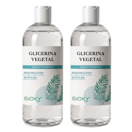 Bioky Glicerina Vegetal Líquida 2x1L, Elevada Pureza & Natural, Multiusos