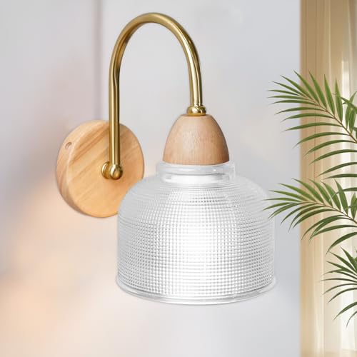 APAKA Retro Kristall Wandleuchte Innen, E27 Wandlampe, Schwanenhals Wand Lampen, Schalenförmiger Glas Lampenschirm, Ohne Leuchtmittel, für Wohnzimmer Korridor Kitched Schlafzimmer Nachttisch
