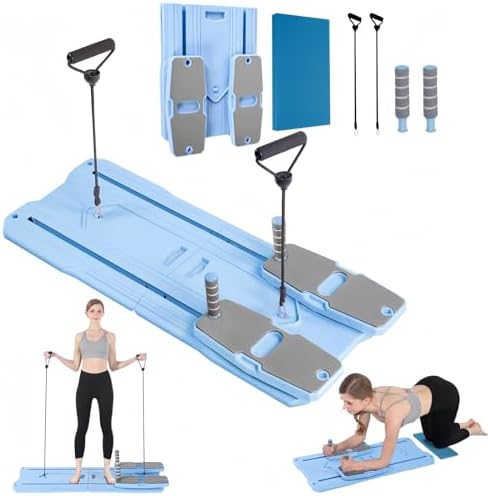Pilates Reformer Board Set - 2025 Foldable 8-in-1 Pilates Machine for Full Body Workouts, Ab Core Trainer with Resistance Bands, Portable Home Pilates Equipment for Women & Men