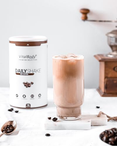 VitalBodyPLUS DailyShake 8er Probierpaket mit Premium Shaker, 8 x 30 g, Mahlzeitenersatz-Shake zum Abnehmen, nur 250 kcal pro Shake, kalorienarm, lecker & schnell zubereitet