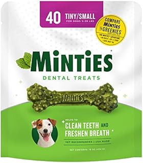 Minties VetIQ Dog Dental Bone Treats, Dental Chews for Tiny/Small Dogs (Under 40 lbs), 40 Count, 16 Ounces