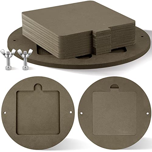 15 Pcs Bat for Pottery Wheel Adapter with Removable Inserts Pottery Bats for Throwing with 12'' Round Outer and 7'' Square Inner with Pins for Potters Clay(Dark Brown)