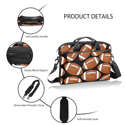Bolso Maletín para Laptop Football 14-15 Pulgadas Negro y Marrón miniatura 4