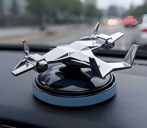 Image of Eltron Turbo Imported Glider Working On Solar Power Car Interior Accessories Decoration Rotating Fan Dashboard Aroma Organic Fragrance Car Perfume (Silver Crome, Jet)