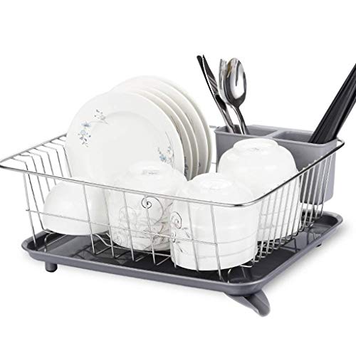 Preisvergleich Produktbild CCJW Edelstahl Hänge Spülbecken Abtropfgestell Küchenregal Zubehör Lagerregal Pool Put Geschirrschrank, Silber, Schwarz (Color : Silver)