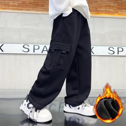 Boys Cotton Sweatpants Casual Elastic Waist Fleece Cargo Pants Baggy Fashion Lounge Athletic Sweat Pant with Pockets2
