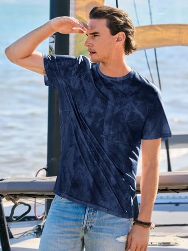 Runcati Mens Short Sleeve Crew Neck T-Shirt Tie Dye Casual Graphic Shirt Hipster Stretchy Tee Tops - Image 5