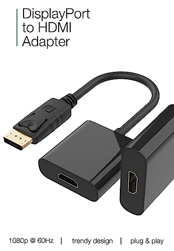 Image of 100FIT Display Port to Hdmi Adapter, 1080P Display Port Dp to Hdmi Cable Male to Female Port Support Video & Audio Compatible with Computer, Pc, Monitor, Projector, HDTV (Not Bidirectional), Black