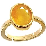Arenaworld Anillo amarillo de zafiro/pukhraj con piedras preciosas para fines astrológicos Panchdhatu para hombres y mujeres (amarillo), Piedra, Gema,