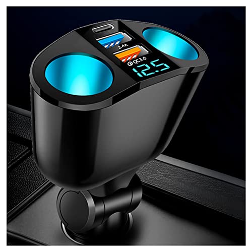Multi Ports Cigarette Lighter USB Charger,Dual Cigarette Lighter Splitter&QC3.0/PD Super Fast Charging Car Charger Compatible with iPhone 14/13/12/11 Pro Max,Galaxy S23/22/21,iPad,GPS (QC3.0+2.4A+PD)