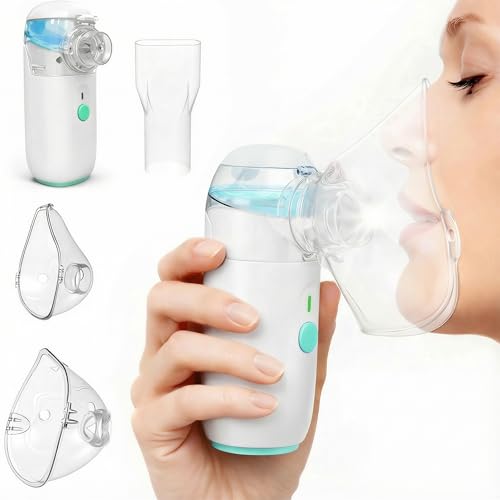 JARAMI - Nebulizador Portatil Recargable para Adultos, Niños y Bebe - Inhalador Silencioso para el Alivio de Tos, Asma, Enfermedades Respiratorias - Inhalador Con Mango para uso Domestico y de Viaje.
