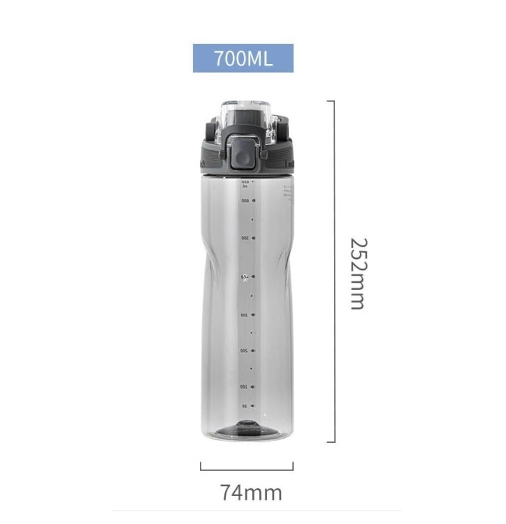 Botella Agua Botella de Agua for Oficina Deportes al Aire Libre Taza de Agua de plástico Taza de Jugo Taza for Beber Hervidor portátil Rosa 700ml Botella(Gray)