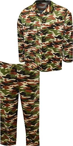 Mens Camo Print Traditional Fleece Guys Pajama
