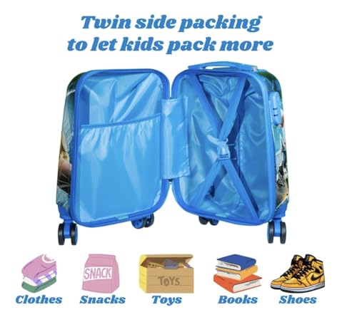 Image of ADSON Abs Kids Trolley 360 Rotating Luggage 360 Degree Wheels Non-Breakable 16 Inch Kids Hardsided Suitcase with 4 Wheels, 360 Degree Wheel Travel Trolley Bag (Design 17)