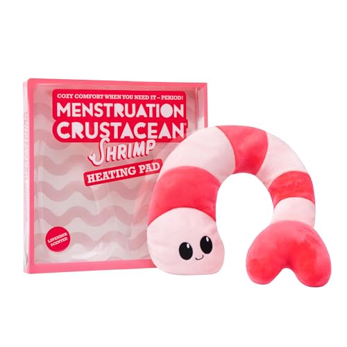 Image of Menstruation Crustacean Shrimp by Relatable, Microwavable Heating Pad For Period Cramps, Cuddly Plushies, Great Gift Ideas for Loved Ones of All Ages, Includes 1 Lavender Scented Heating Pad Plushy