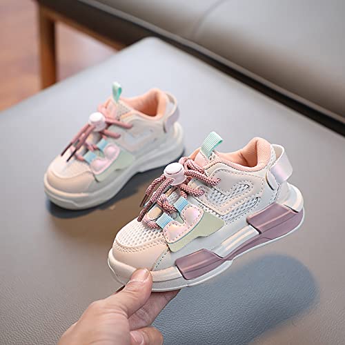 POLG Boys Girls Shoes Tennis Running Sneakers Hiking Shoes Kids Outdoor Fashion Sneakers Slip Resistant (Big/Little/Kids) (Pink, 3-3.5Years)4