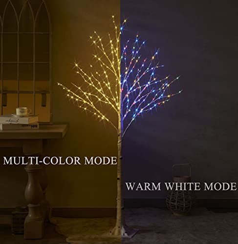 Hairui Pre Lit Birch Tree With 255L Multi Color And Warm White Fairy Lights 8 Functions 5Ft, Lighted Tree For Indoor Outdoor Halloween Christmas Holiday Party Decoration #TOP2
