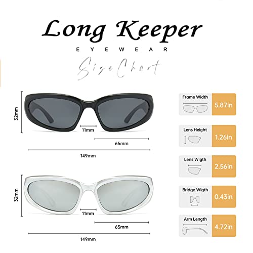 Long Keeper Polarised Wrap Around Sunglasses for Women Men Y2K Trendy Sunglasses Fashion Sun Glasses UV Protection for Driving Sport Fishing - Image 4