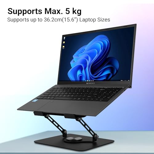 Image of ZEBRONICS NS4000 PRO 2, Rotatable Laptop Metal Stand, Upto 15.6 inch, 2X USB Ports, RGB Fan + Speed Controller, 360 Fidget Rotation, Foldable, Multi Angle Adjustment, Anti-Slip Silicone Pads