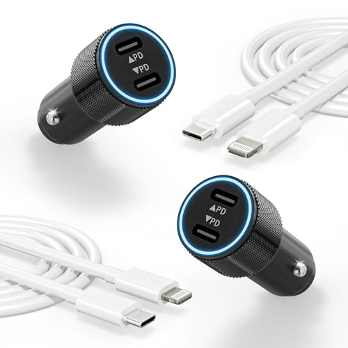 Image of iPhone Fast Car Charger,2Pack Dual Port USB C Car Charger Adapter [Apple MFi Certfied] Super Quick Charging with 2Pack 3.3FT Fast Lightning Cable Compatible with iPhone 14 /13 /12 /11 /X /XS /XR /SE /8 /iPad