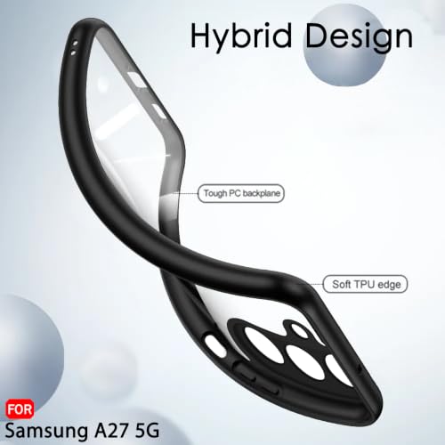 Image of TheGiftKart Hybrid Shockproof Back Cover Case for Samsung Galaxy A27 5G | Camera Protection Module | Crystal Hard Back Cover Case for Samsung A27 5G (PC & TPU, Transparent Clear Back, Black Sides)