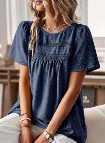 Image of Falechay Womens Summer Tops Flowy Boho Shirts Dressy Casual Short Sleeve