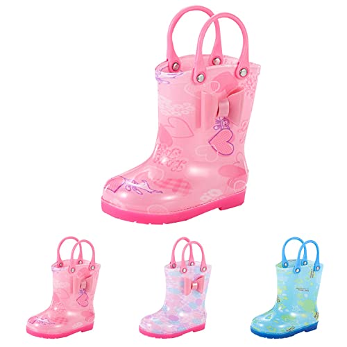 Toddler Rain Boots Little Boys Girls Lightweight 𝗪aterproof Outdoor Non-Slip Wear-𝐑esistant Portable Shoes3