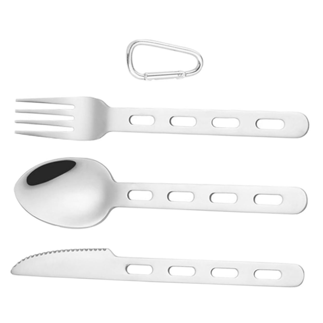 KICHOUSE 3-Piece Stainless Steel Fork Knife Spoon Set Camping Picnic Utensil for Outdoor Easy to Carry Travel