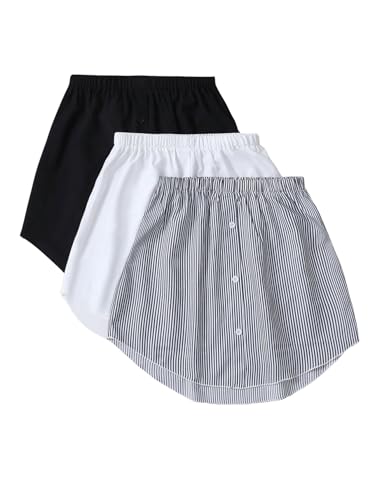 SweatyRocks Women's 3 Pack Skirts Striped Button Elastic High Waisted Short Skirts